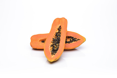 Papaya on white background.の写真素材
