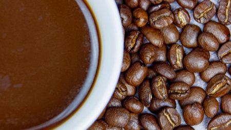Roasted coffee beans backgroundの写真素材