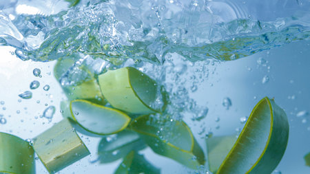 Aloe vera falls in the water.の写真素材