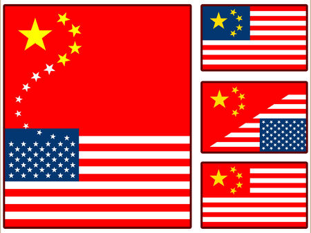 China and United States Flagsのイラスト素材