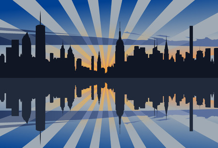 New York Sunset Profileのイラスト素材