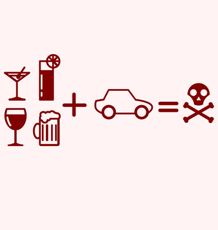 Alcohol Plus Driving Equals Dangerのイラスト素材