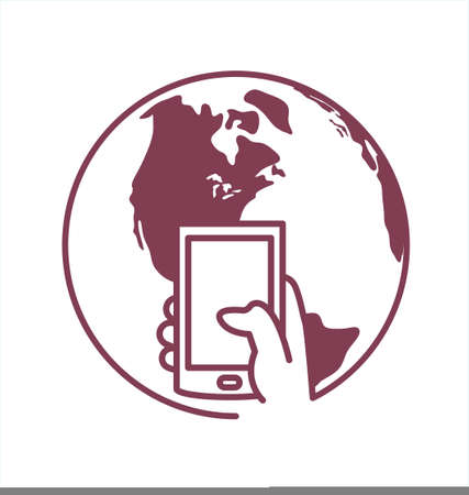 World Reaching Smartphoneのイラスト素材