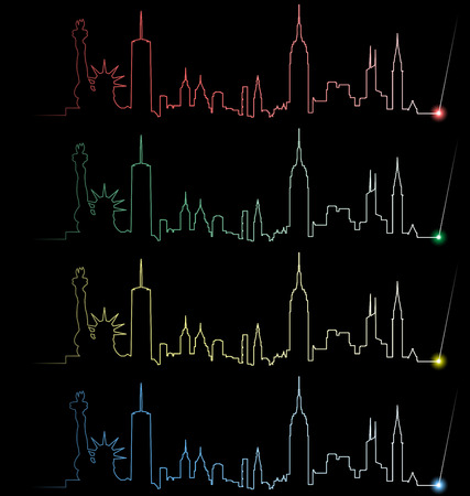 New York Multiple Color Light Beam Profileのイラスト素材