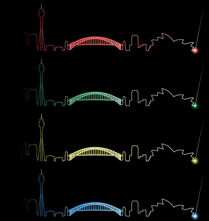 Sydney Multiple Color Light Beam Profileのイラスト素材