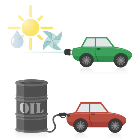 Electric Vehicle and Conventional Vehicleのイラスト素材