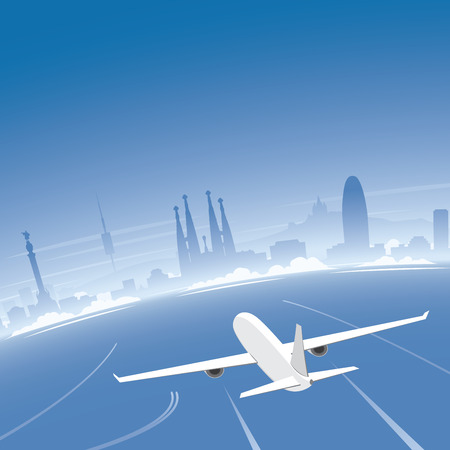 Barcelona Skyline Flight Destinationのイラスト素材
