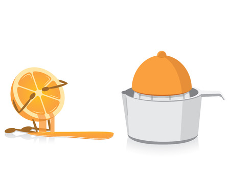 Half Orange Crying Over Squeezed Half Orangeのイラスト素材