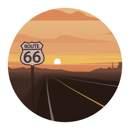 Route 66 Scene Round Iconのイラスト素材