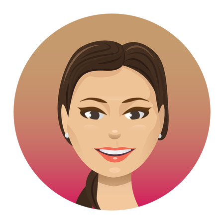 Beautiful Young Woman Round Iconのイラスト素材