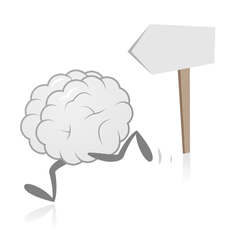 Brain Running and Direction Signのイラスト素材