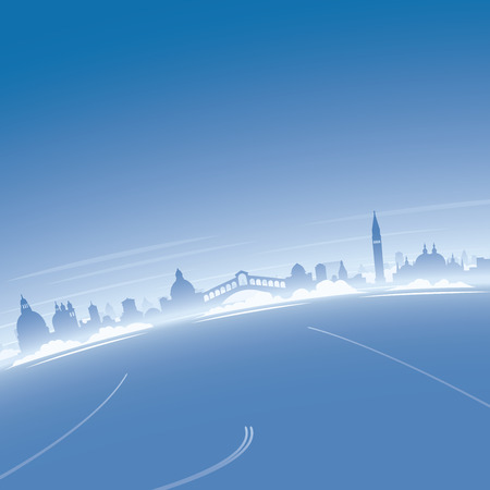Venice Skyline Bird's Eye View Illustration.のイラスト素材