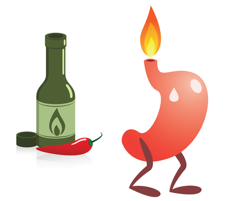 Stomach Spicy Food and Heartburnのイラスト素材