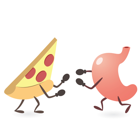 Stomach and Pizza Fightingのイラスト素材