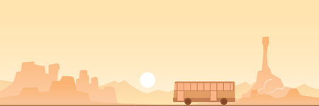 Bus on a Desert Road Sceneのイラスト素材