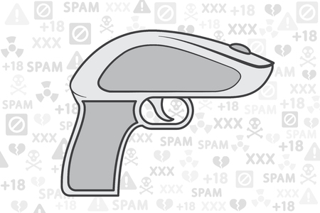 Mouse and Gun Cyberattack Conceptのイラスト素材