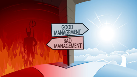Good and Bad Management and Road to Heaven or Hell Conceptのイラスト素材