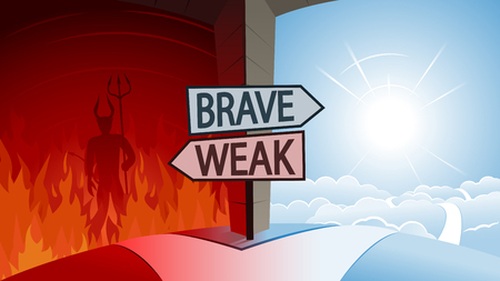 Brave and Weak and Road to Heaven or Hell Conceptのイラスト素材