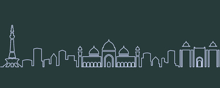 Lahore Single Line Skylineのイラスト素材