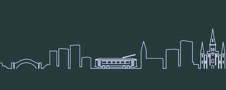 New Orleans Single Line Skylineのイラスト素材
