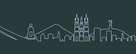 Quito Single Line Skylineのイラスト素材