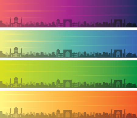 Samarkand Multiple Color Gradient Skyline Bannerのイラスト素材