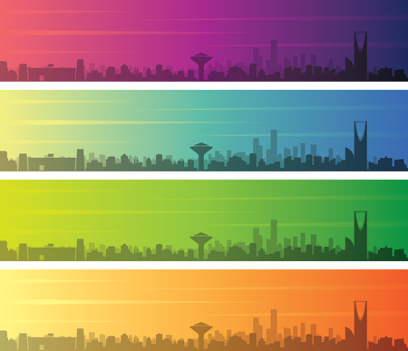 Riyadh Multiple Color Gradient Skyline Bannerのイラスト素材