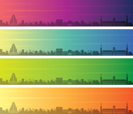 Damascus Multiple Color Gradient Skyline Bannerのイラスト素材