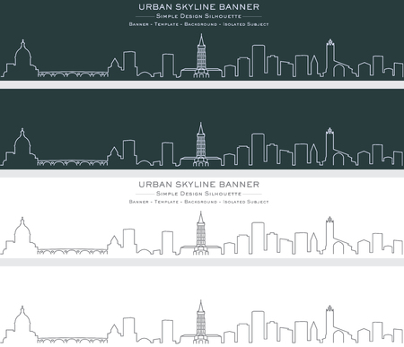 Toulouse Single Line Skyline Bannerのイラスト素材