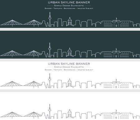 Mannheim Single Line Skyline Bannerのイラスト素材