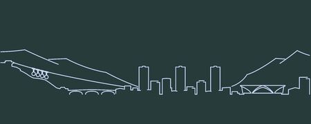 Grenoble Single Line Skyline Profileのイラスト素材