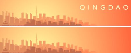 Qingdao Beautiful Skyline Scenery Bannerのイラスト素材