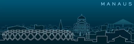 Manaus Multiple Lines Skyline and Landmarksのイラスト素材