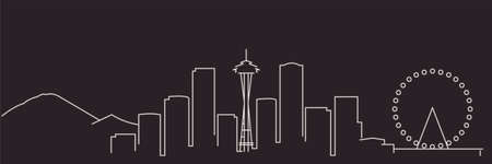 Seattle Single Line Simple Minimalist Skylineのイラスト素材