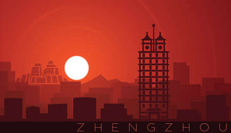 Zhengzhou Low Sun Skyline Sceneのイラスト素材