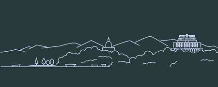 Srinagar Single Line Skyline Profileのイラスト素材