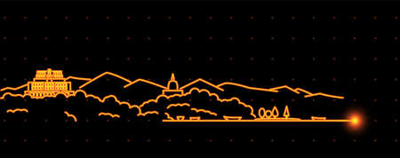 Srinagar Light Streak Skyline Profileのイラスト素材
