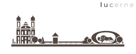 Lucerne Simple Monochrome Stylish Skylineのイラスト素材