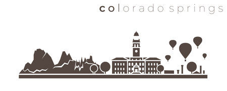 Colorado Springs Simple Monochrome Stylish Skylineのイラスト素材