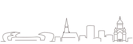 Cluj-Napoca Dark Line Simple Minimalist Skyline With White Backgroundのイラスト素材
