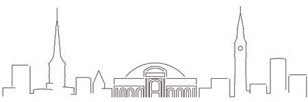 Copenhagen Dark Line Simple Minimalist Skyline With White Backgroundのイラスト素材