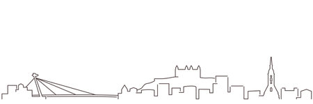 Bratislava Dark Line Simple Minimalist Skyline With White Backgroundのイラスト素材