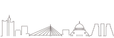 Belgrade Dark Line Simple Minimalist Skyline With White Backgroundのイラスト素材