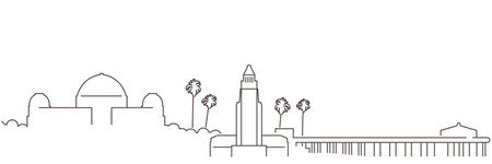 Los Angeles Dark Line Simple Minimalist Skyline With White Backgroundのイラスト素材