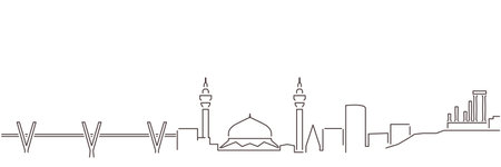 Amman Dark Line Simple Minimalist Skyline With White Backgroundのイラスト素材