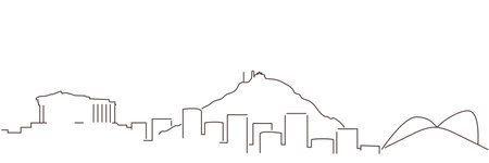 Athens Dark Line Simple Minimalist Skyline With White Backgroundのイラスト素材