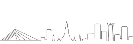 Bangkok Dark Line Simple Minimalist Skyline With White Backgroundのイラスト素材