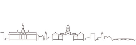 Cambridge Massachusetts Dark Line Simple Minimalist Skyline With White Backgroundのイラスト素材