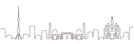 Tashkent Dark Line Simple Minimalist Skyline With White Backgroundのイラスト素材