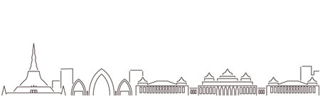 Naypyidaw Dark Line Simple Minimalist Skyline With White Backgroundのイラスト素材